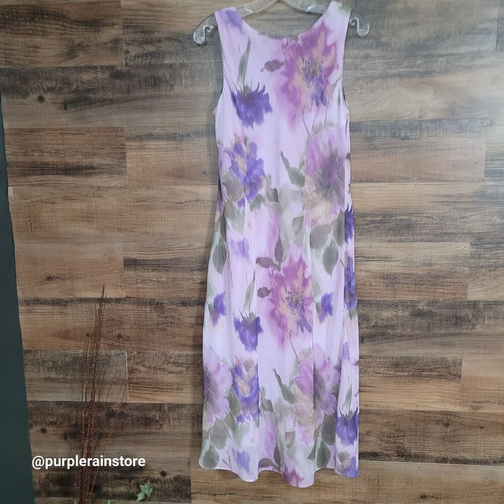 Vtg Studio 1 Floral Chiffon Maxi Dress 14 P Ethereal Gardencore Fairycore - Picture 4 of 10